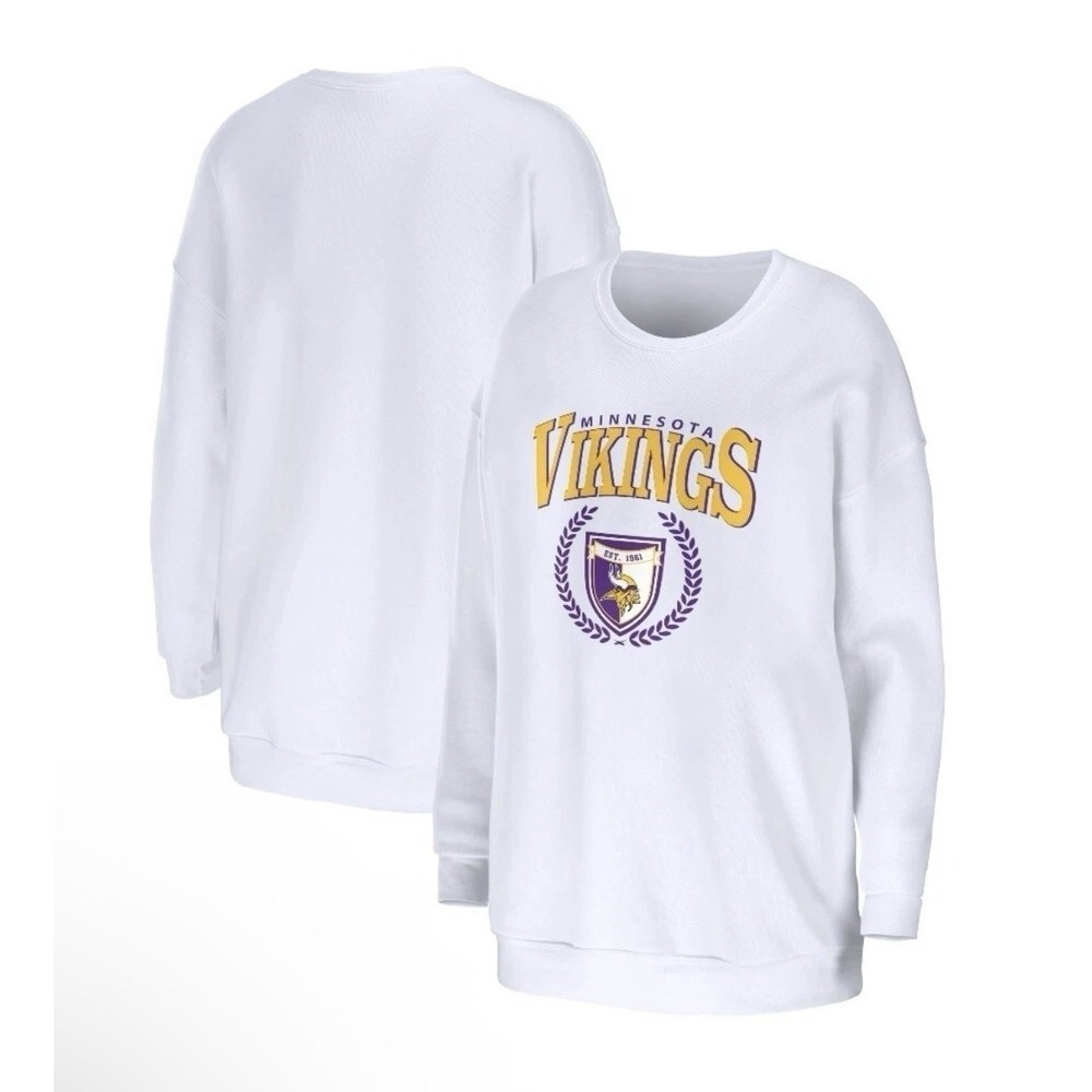 Women's NFL White Minnesota Vikings Erin Andrews‎ Pullover Sweatshirt Xxl